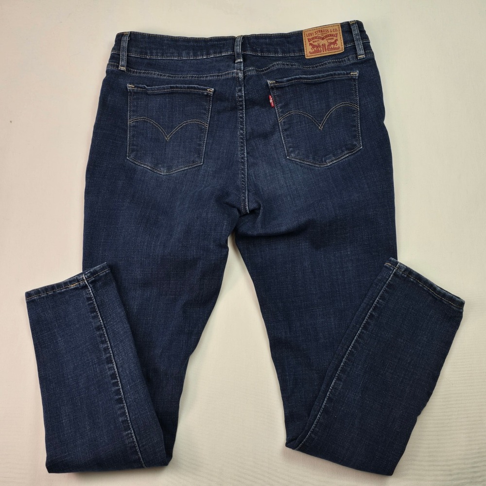 Levis 711 Skinny Jeans Womens 32 Dark Wash Distressed Ripped Denim Mid Rise - Picture 13 of 15